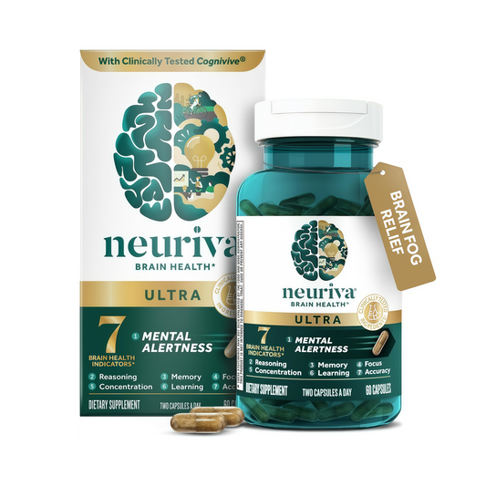 NEURIVA Ultra Brain Supplements for Memory and Focus, Phosphatidylserine, Cognivive, Neurofactor, Folic Acid, Vitamin B12 & Vitamin B6, 60 Count Capsules